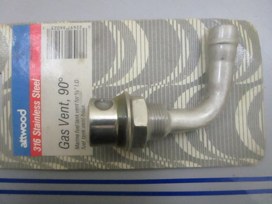 *NEW* 0810 Attwood SS 90 Degree Gas Vent Fuel Tank Vent Hose 66023-3