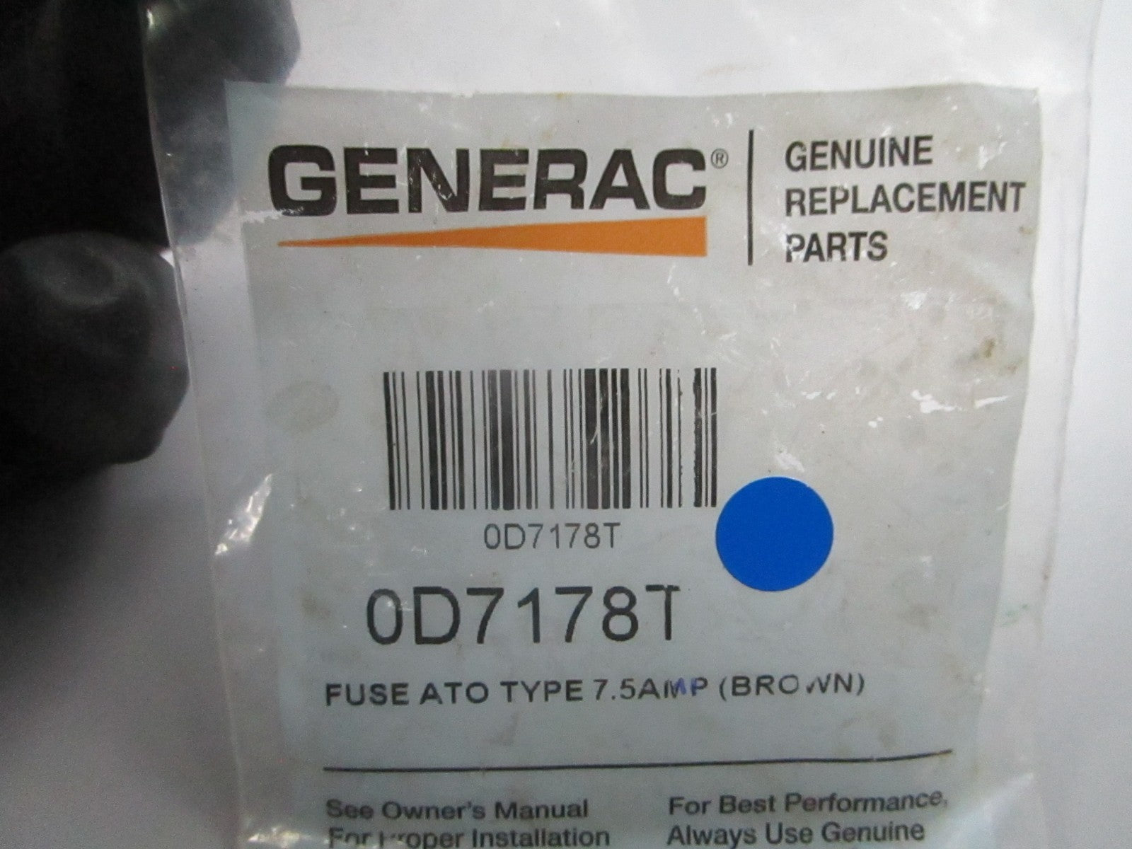*NEW OEM* 0810 Generac Brown 7.5 Amp ATO Type Fuse 0D7178T