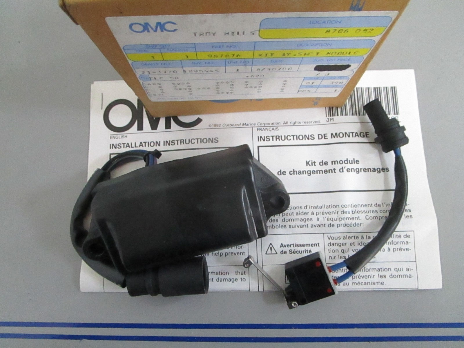 NEW OEM 987876 0987876 OMC Johnson Evinrude Shift Module Kit 0820