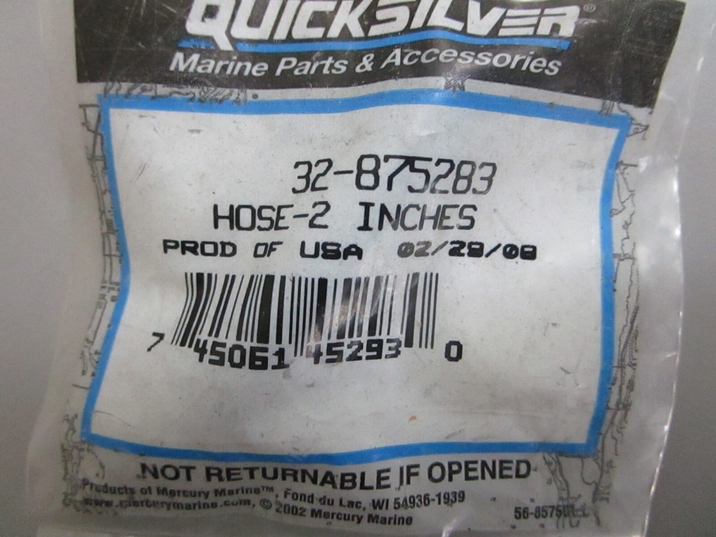 *NEW OEM* 0810 Mercury Quicksilver 2" Hose 32-875283