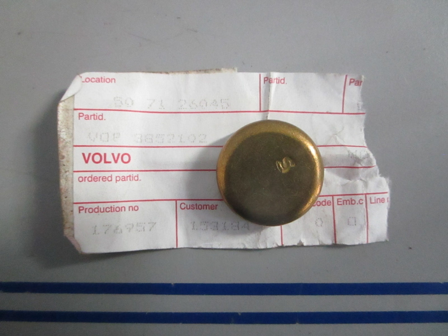 NEW OEM 3852102 Volvo Penta Core Plug 0820