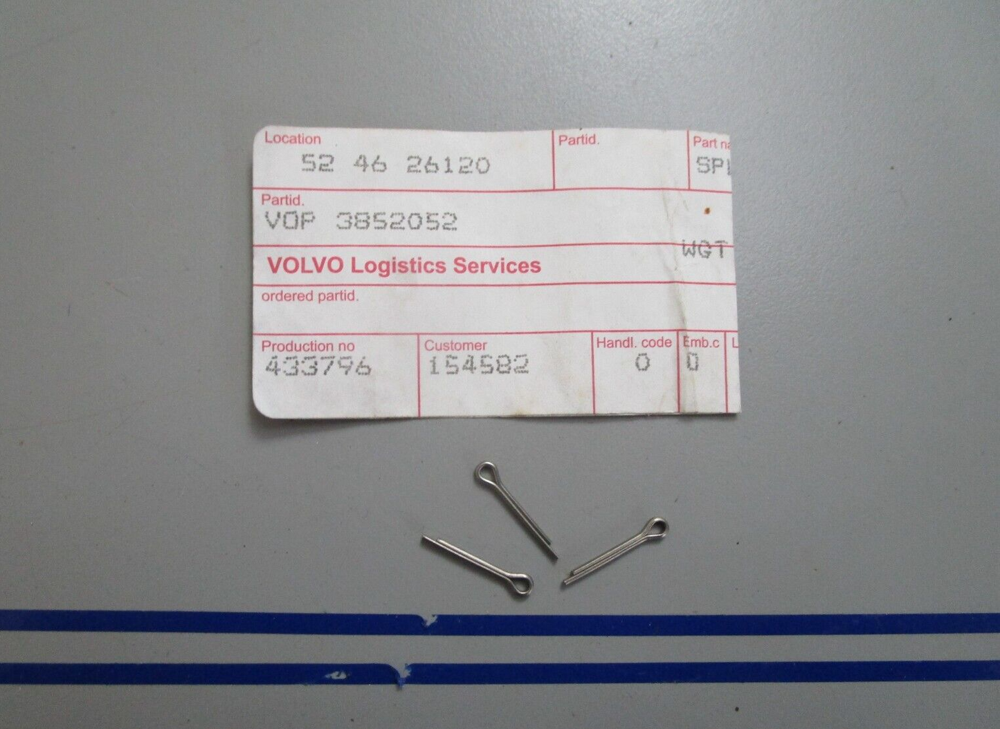 *NEW OEM* (LOT OF 3) 0810 Volvo Penta Split Pin 3852052