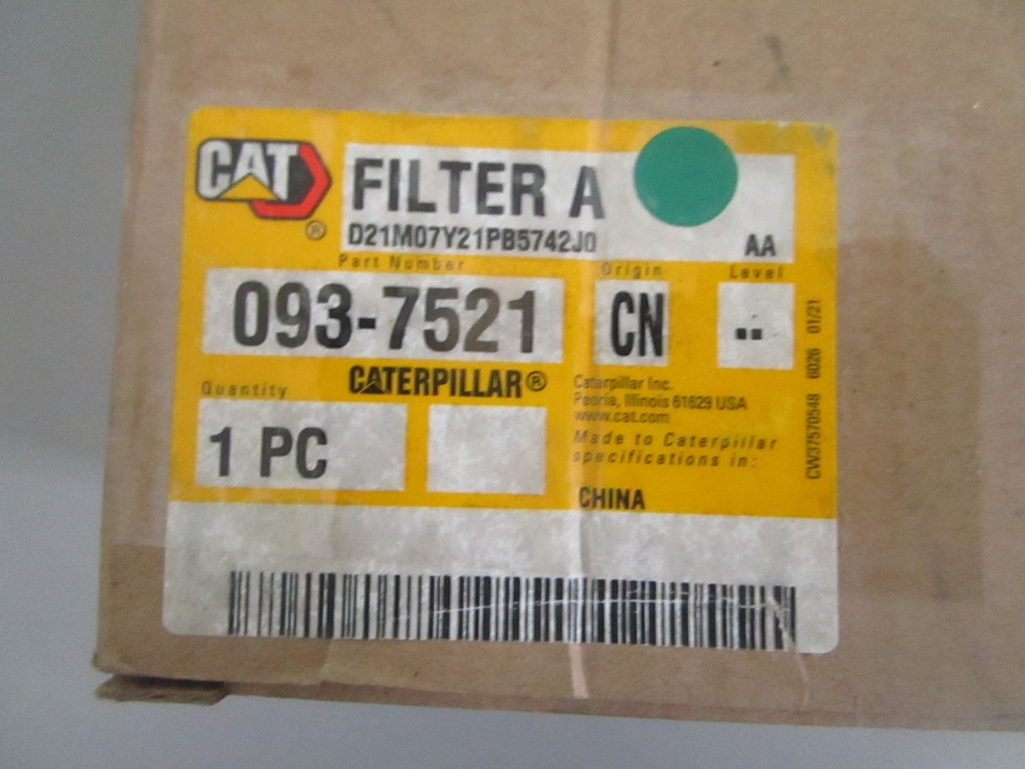 Caterpillar 093-7521 Hydraulic Transmission Oil Filter Excavator NEW OEM 0820