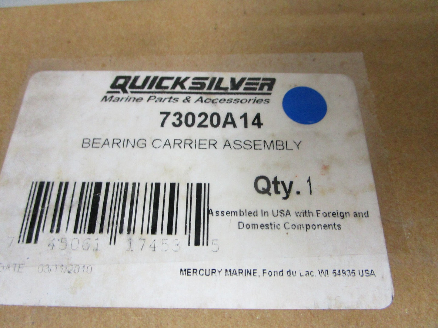 *NEW OEM* 0720 Mercury Quicksilver Bearing Carrier 73020A14