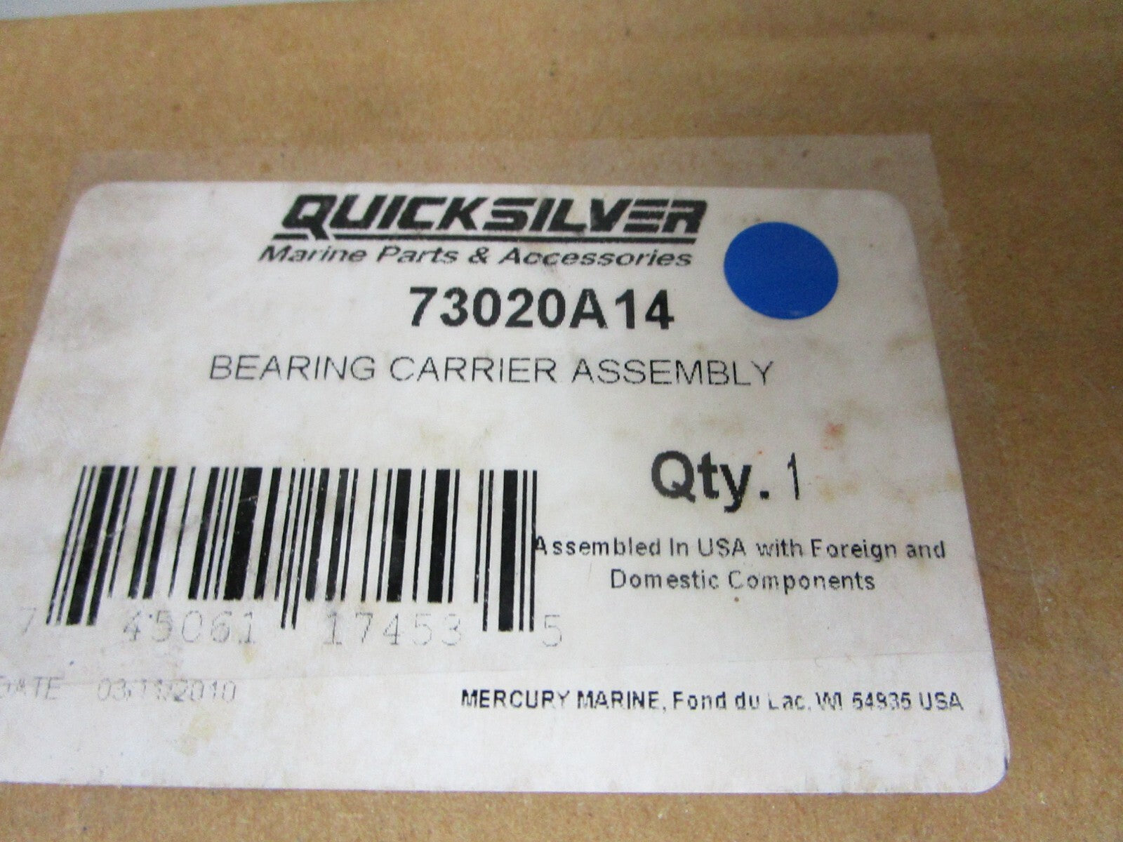 *NEW OEM* 0720 Mercury Quicksilver Bearing Carrier 73020A14