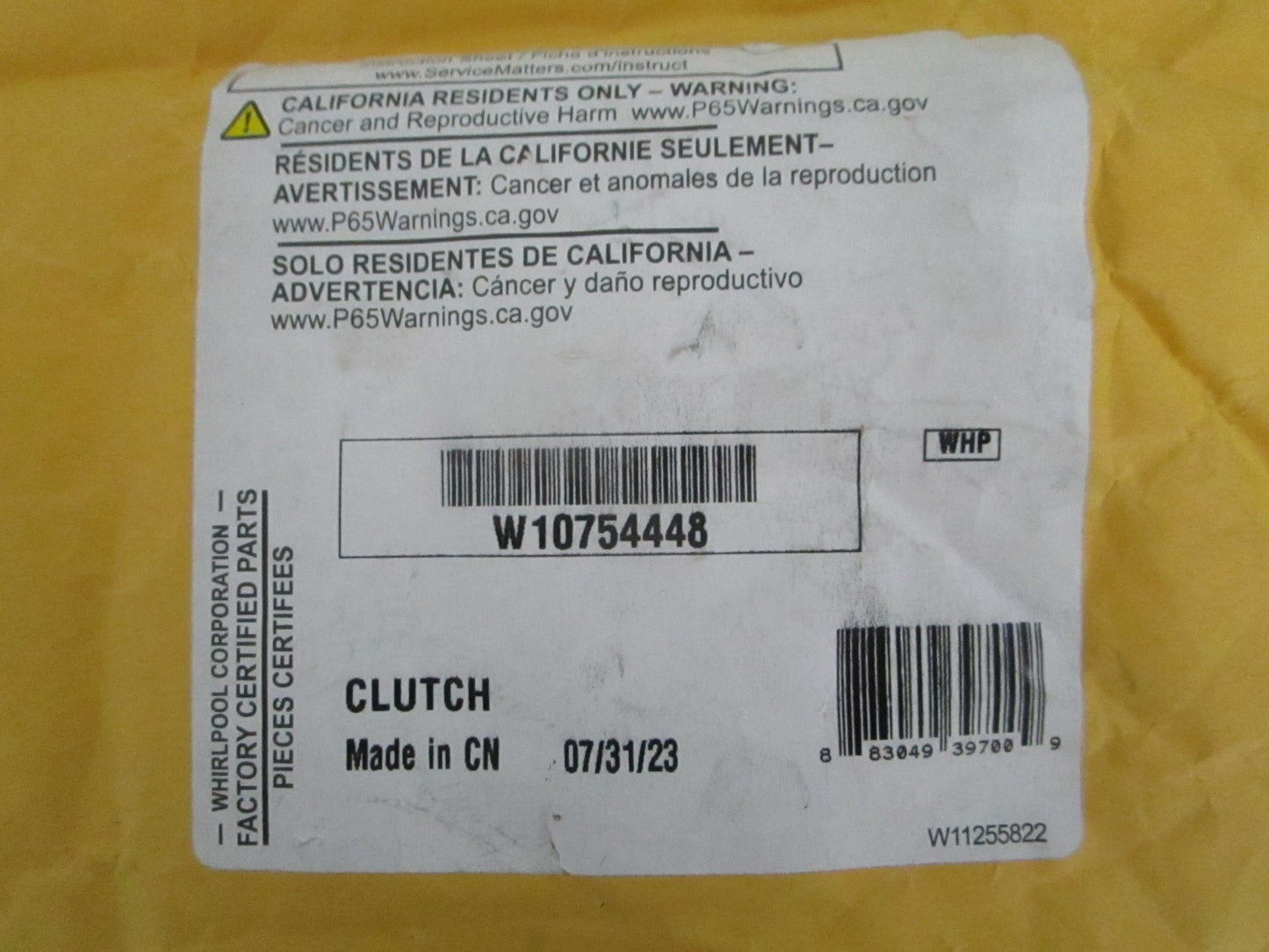 *NEW OEM* 0820 Whirlpool Washer Clutch W10754448
