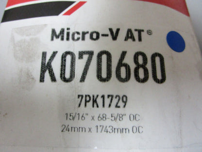 NEW K070680 Gates Micro-V 15/16" x 68 ⅝" Serpentine Belt 0720