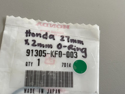 NEW OEM 91305-KF0-003 Honda 27mm X 2 mm O-Ring 0810