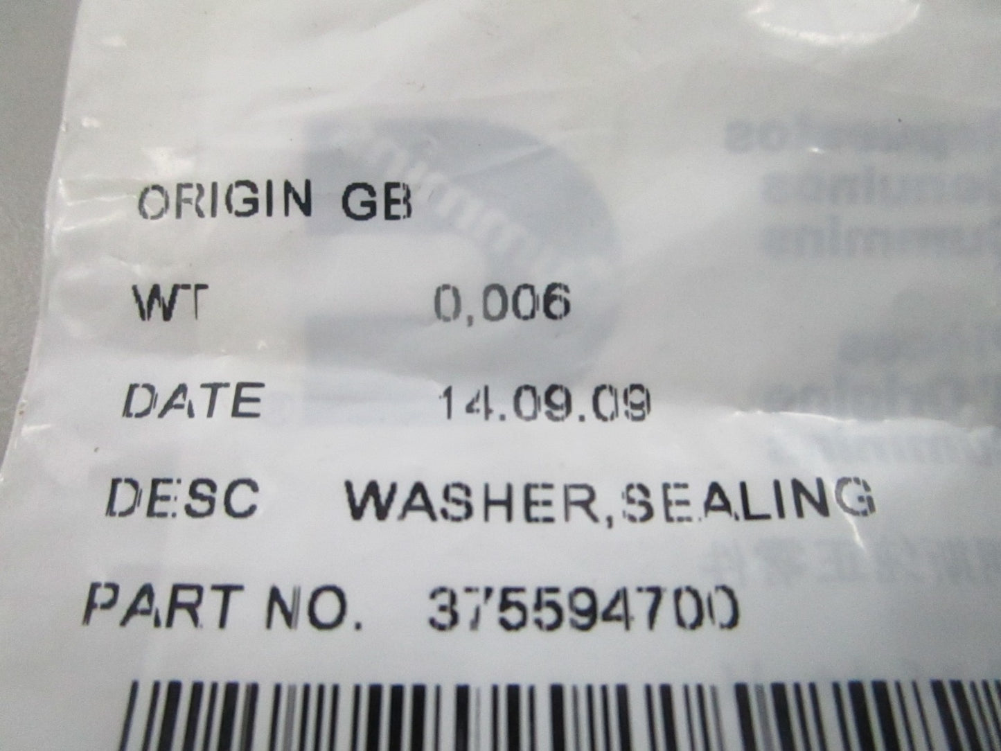 NEW OEM 375594700 Cummins Sealing Washer 0810