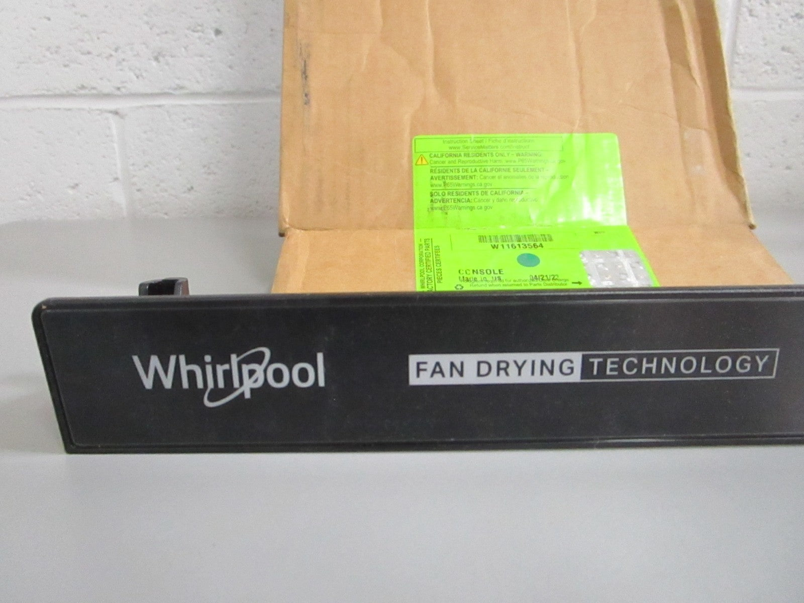 Whirlpool NEW OEM Dishwasher Control Panel Console W11613564 Black Genuine 0820