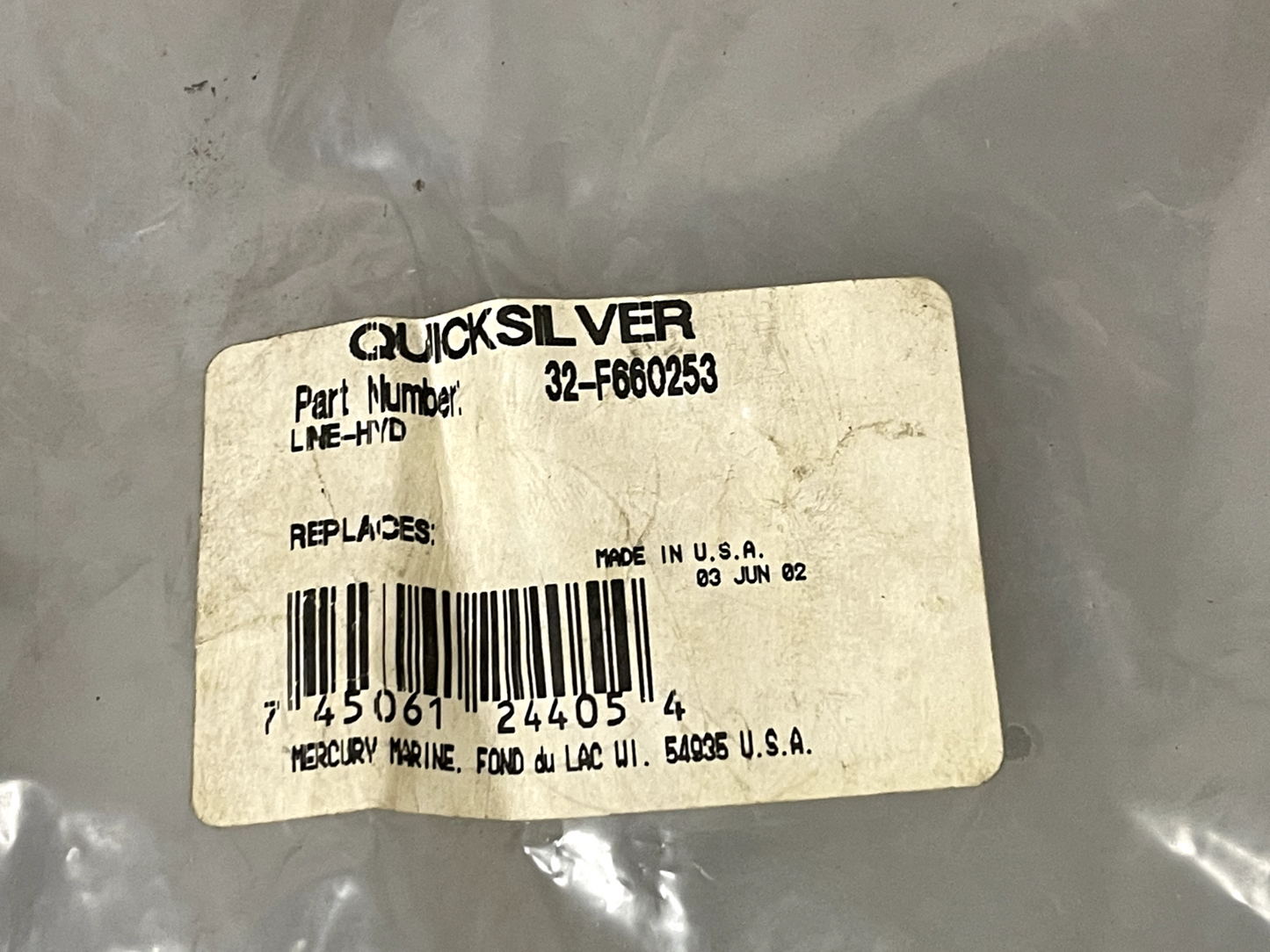*NEW OEM* 0670  Mercury Quicksilver Hydraulic Fuel Line 32-F660253 F660253