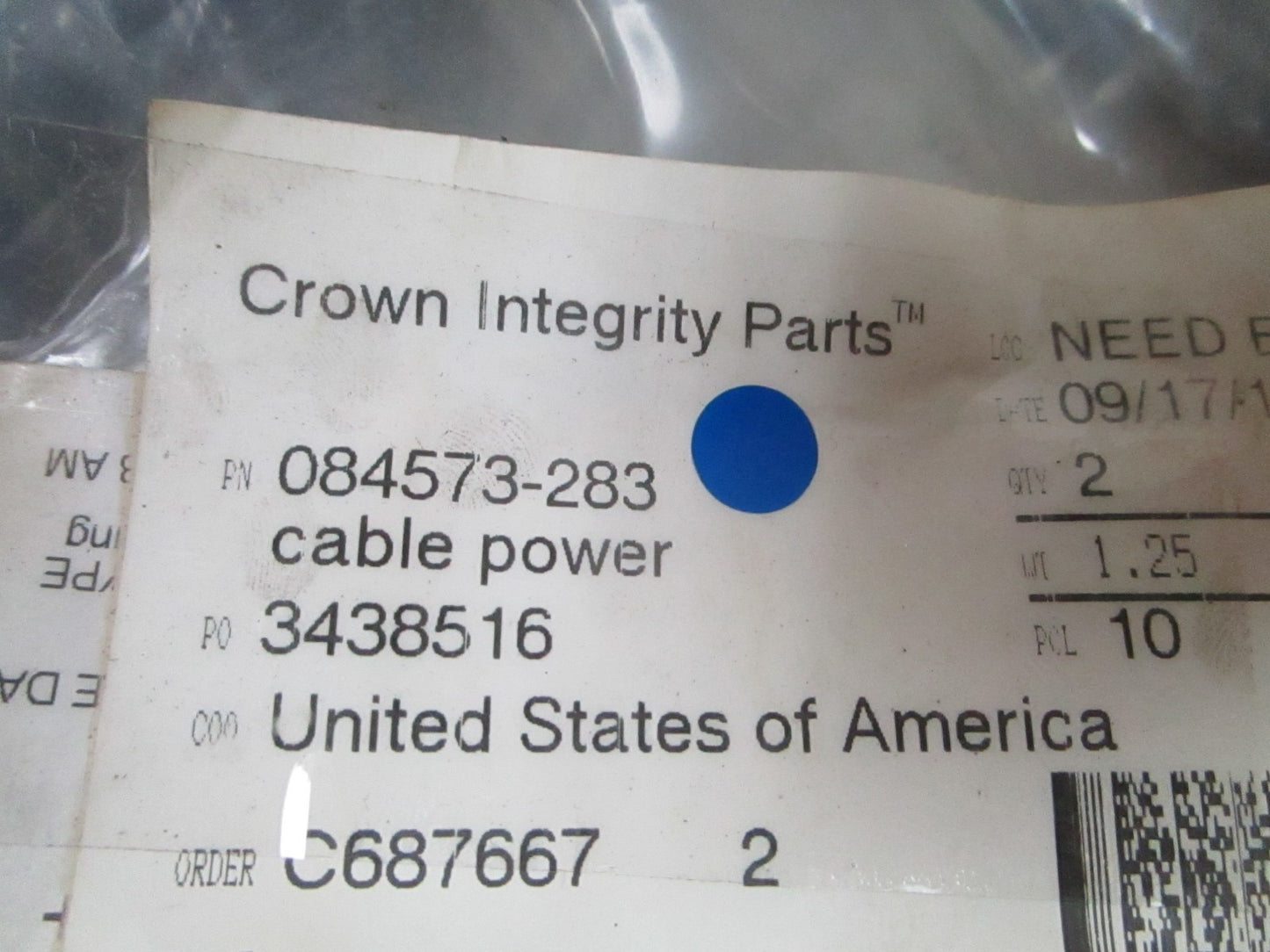 *NEW OEM* 0720 Crown Power Cable 084573-283