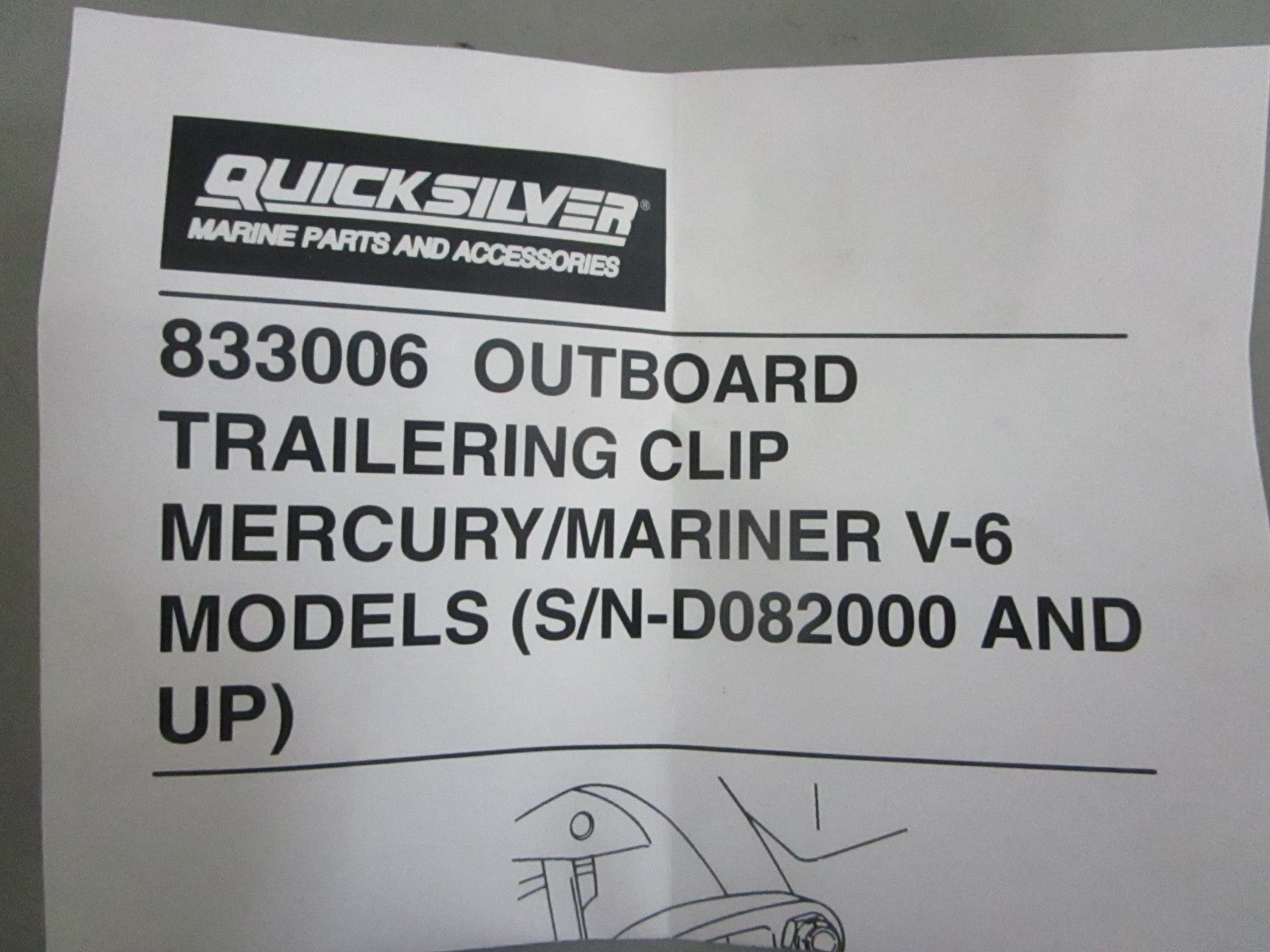 NEW OEM 833006A1 Mercury Quicksilver Trailering Clip 0820