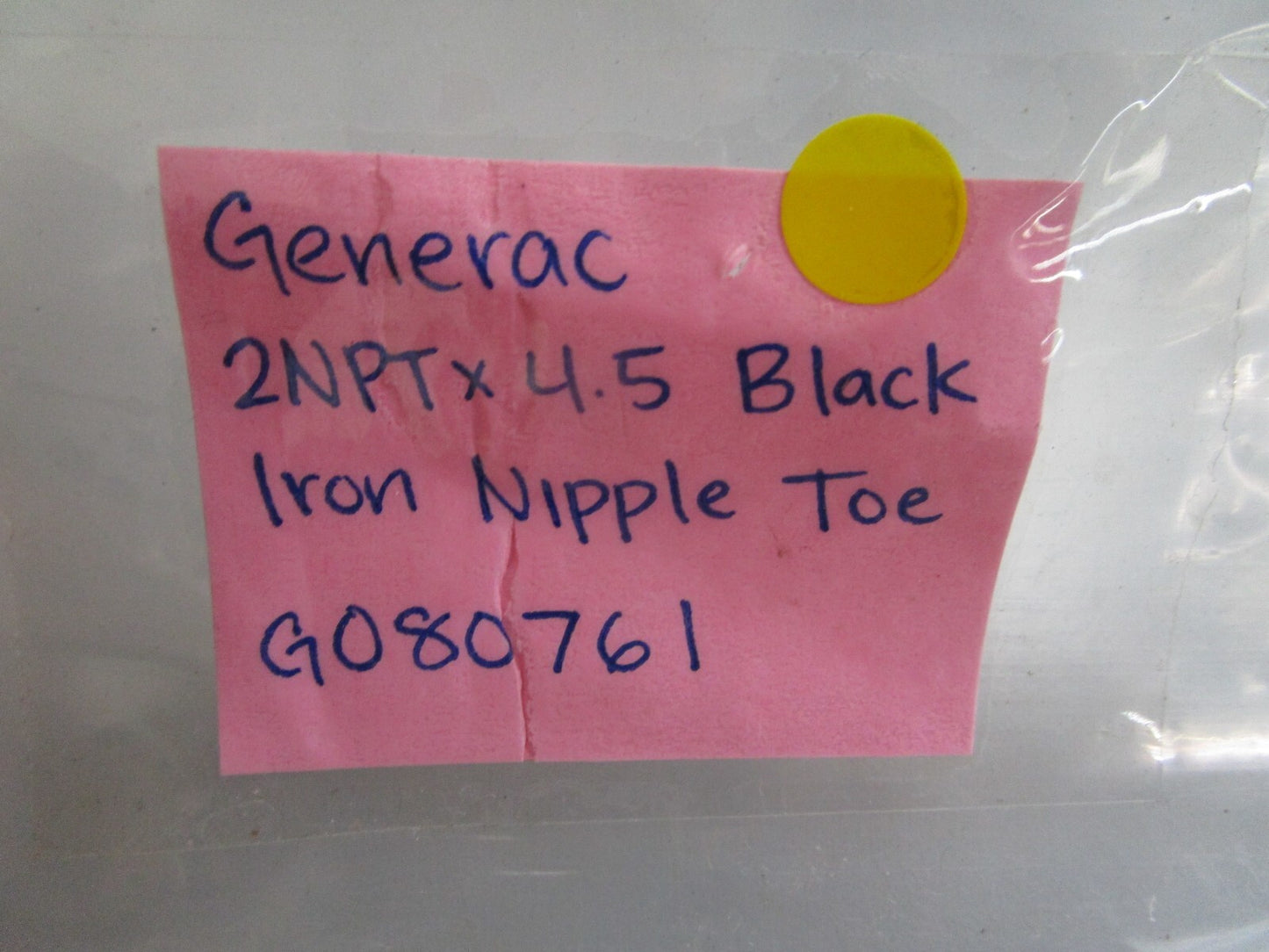*NEW OEM* 0820 Generac 2NPT×4.5 Black Iron Nipple Toe G080761