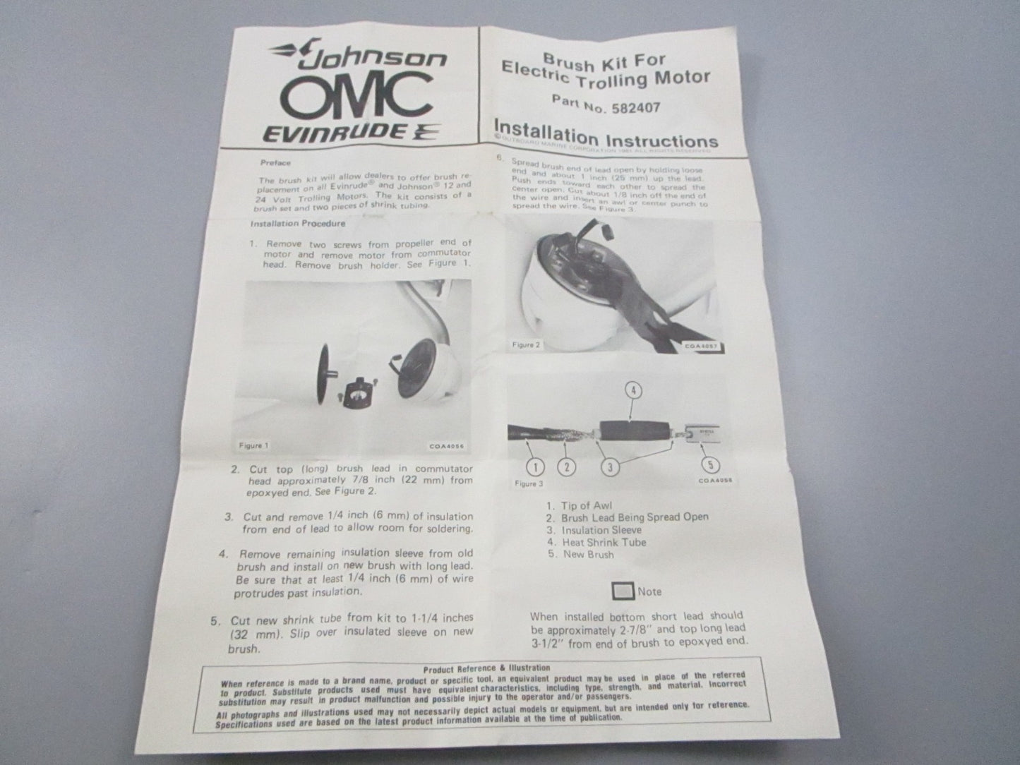 NEW OEM 582407 0582407 OMC Johnson Evinrude Brush Set Assembly 0810