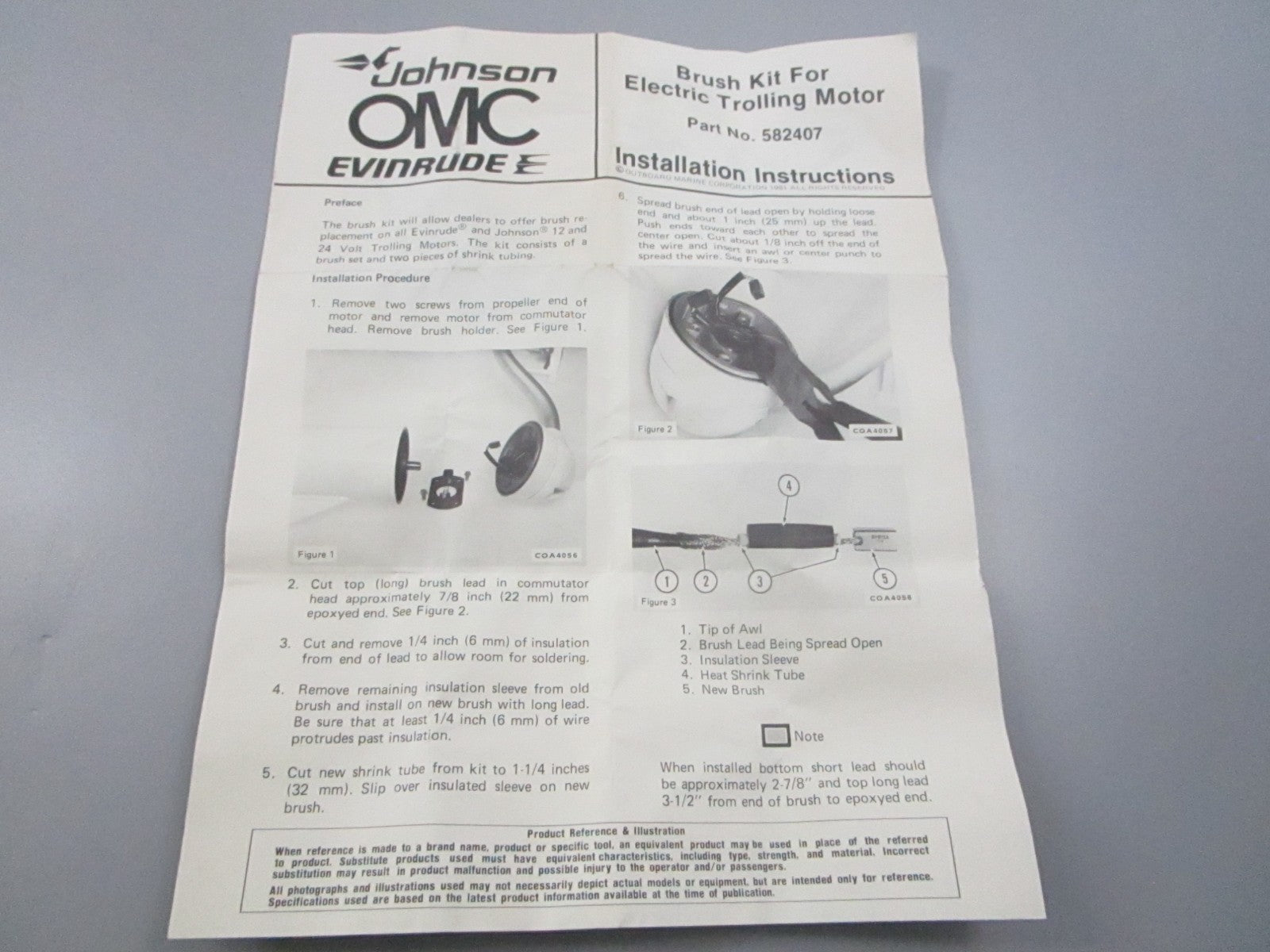NEW OEM 582407 0582407 OMC Johnson Evinrude Brush Set Assembly 0810