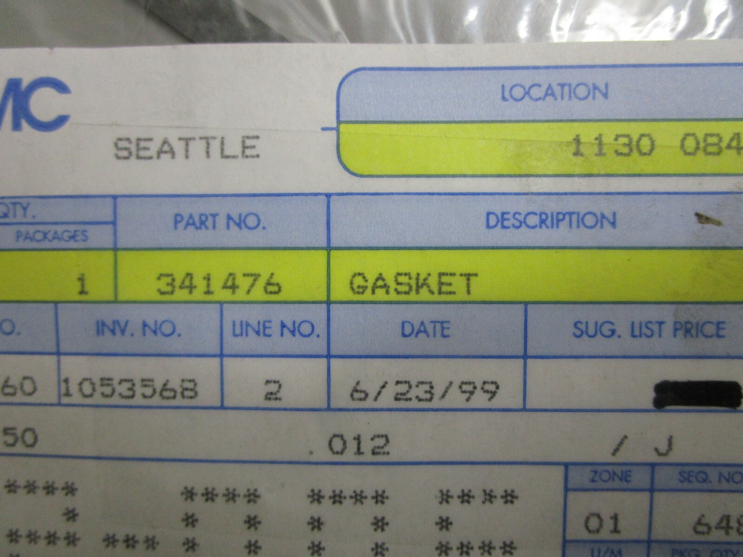 *NEW OEM* 0810 OMC Johnson Evinrude Gasket 341476 0341476