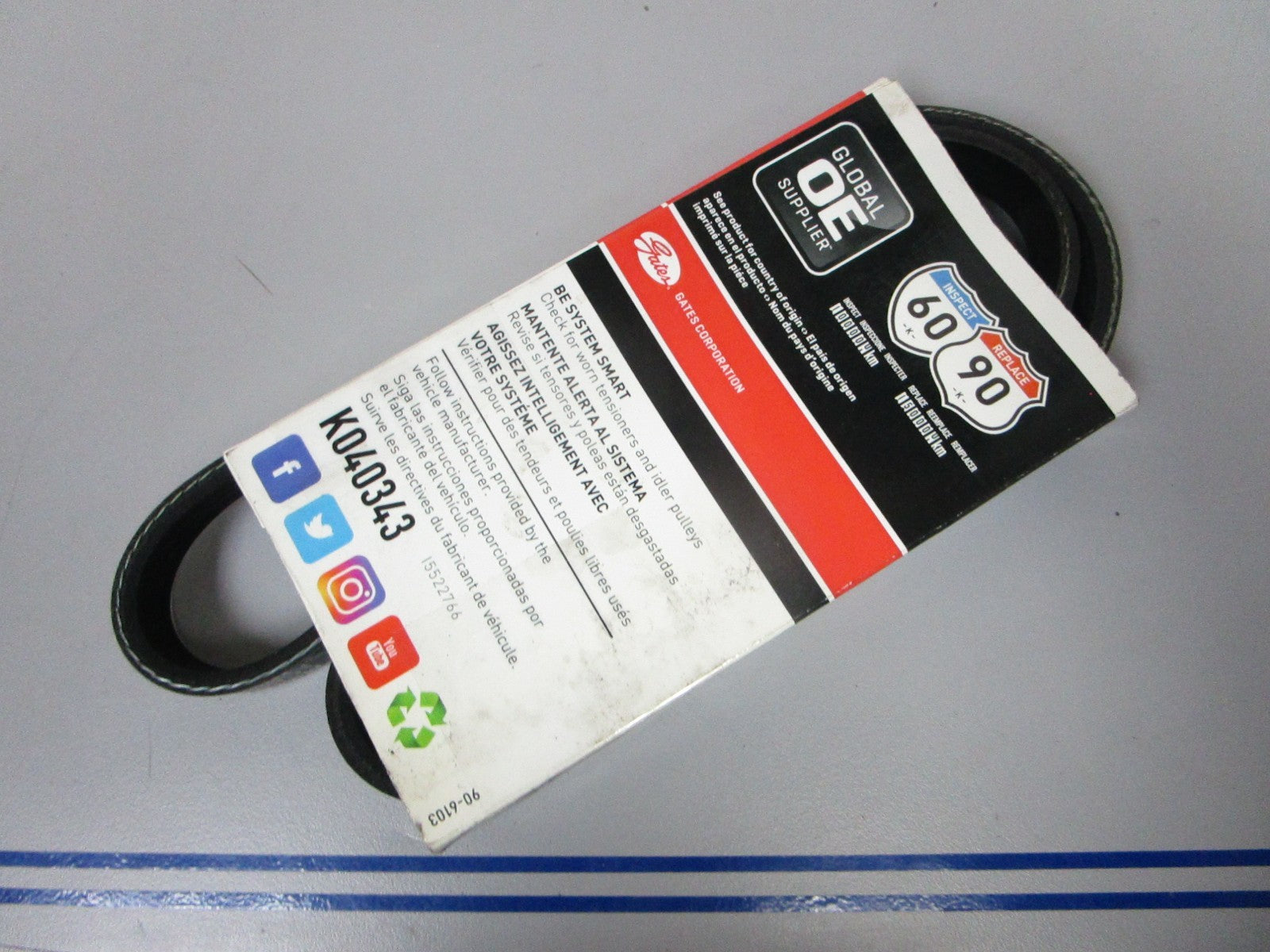 NEW K040343 Gates Micro-V 9/16" x 34 ⅞" Serpentine Belt 0720