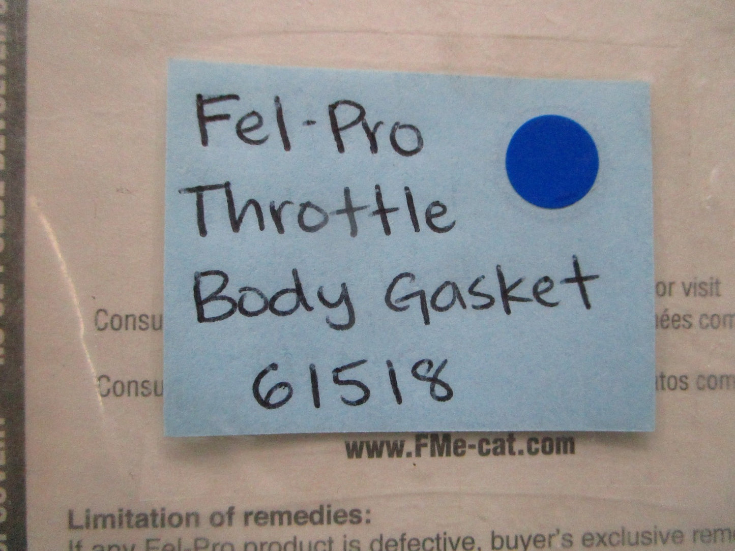 *NEW* 0810 Fel-Pro Throttle Body Gasket 61518