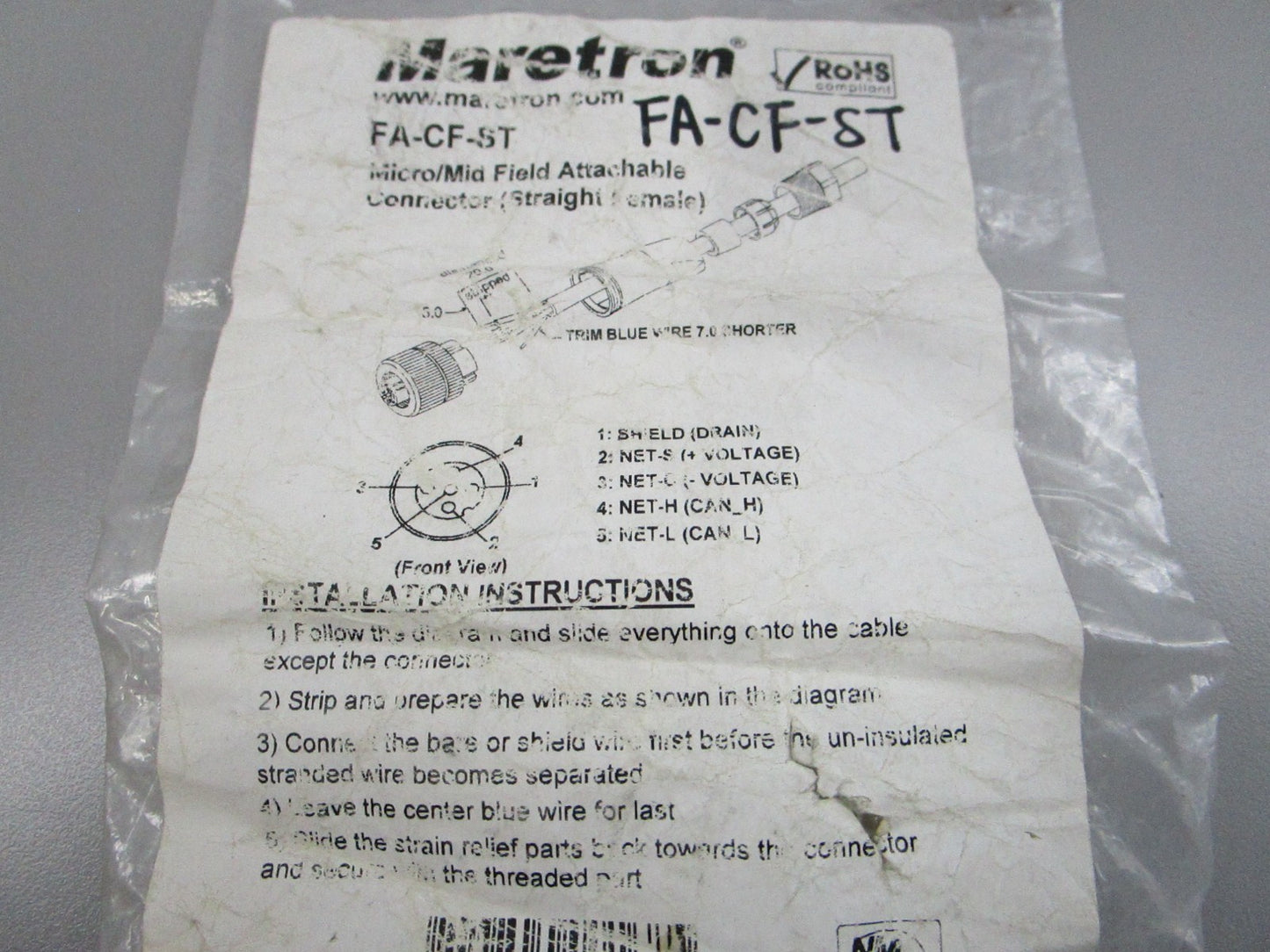 NEW OEM FA-CF-ST Maretron Micro/Mid Field Attachable Connector 0810
