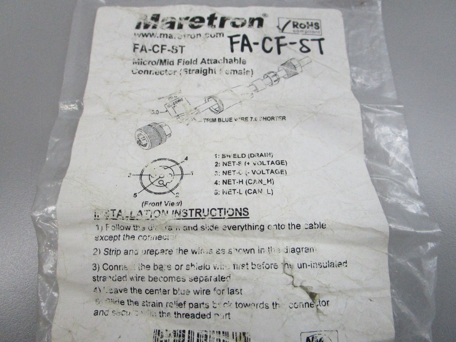 NEW OEM FA-CF-ST Maretron Micro/Mid Field Attachable Connector 0810