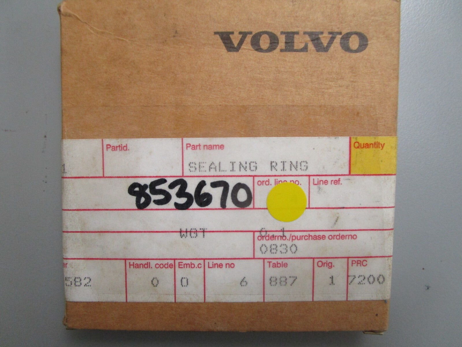 *NEW OEM* 0810 Volvo Penta Sealing Ring 853670