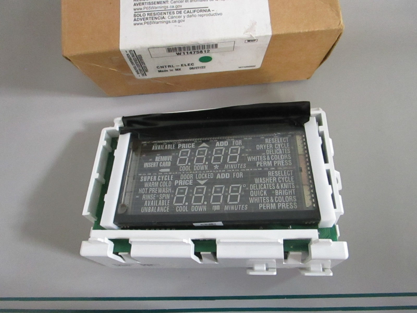 Whirlpool NEW OEM Washer Display Electronic Control Board W11475812 NOS 0820