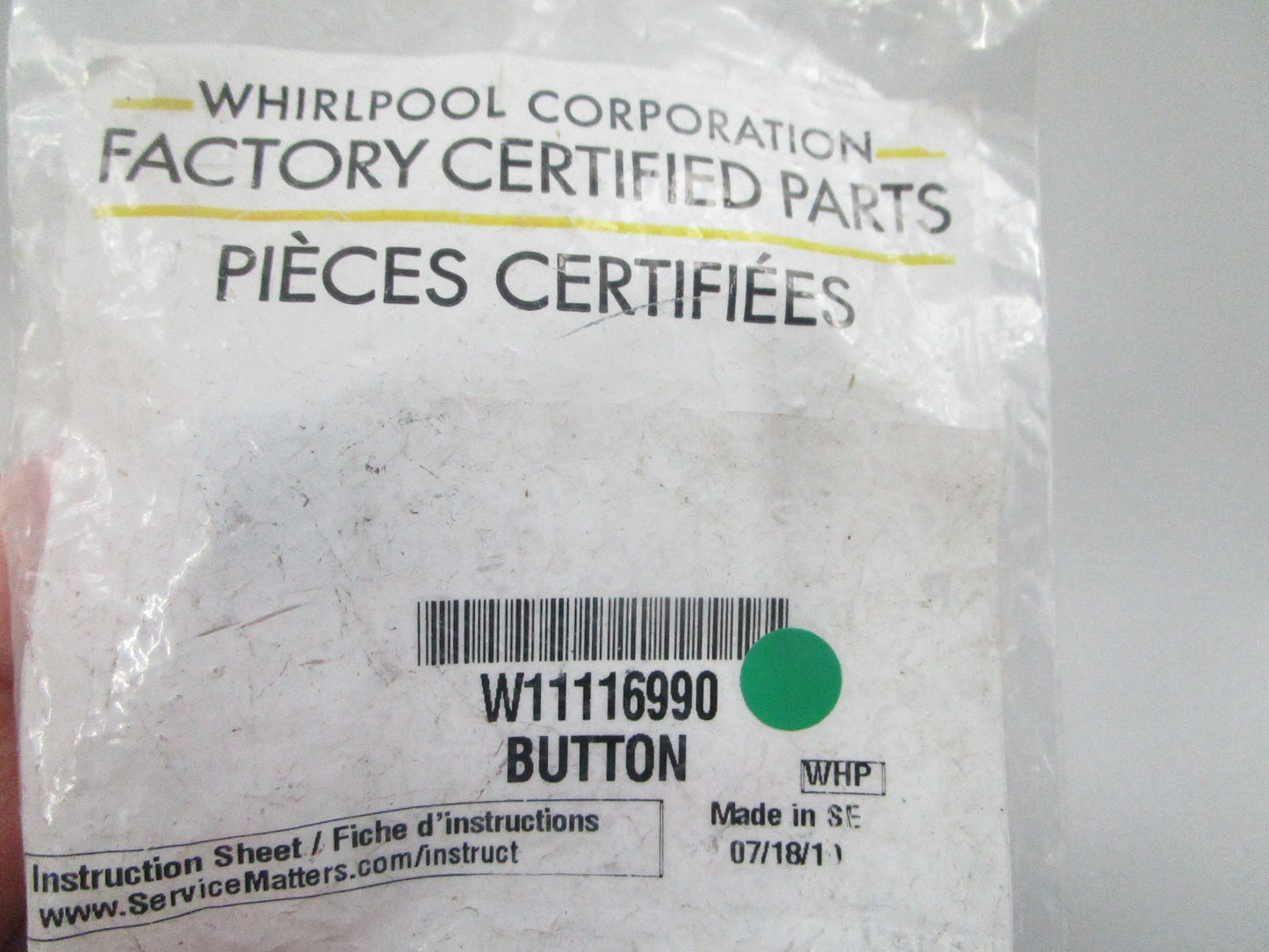 Whirlpool NEW OEM Microwave Button Holder W11116990 0810