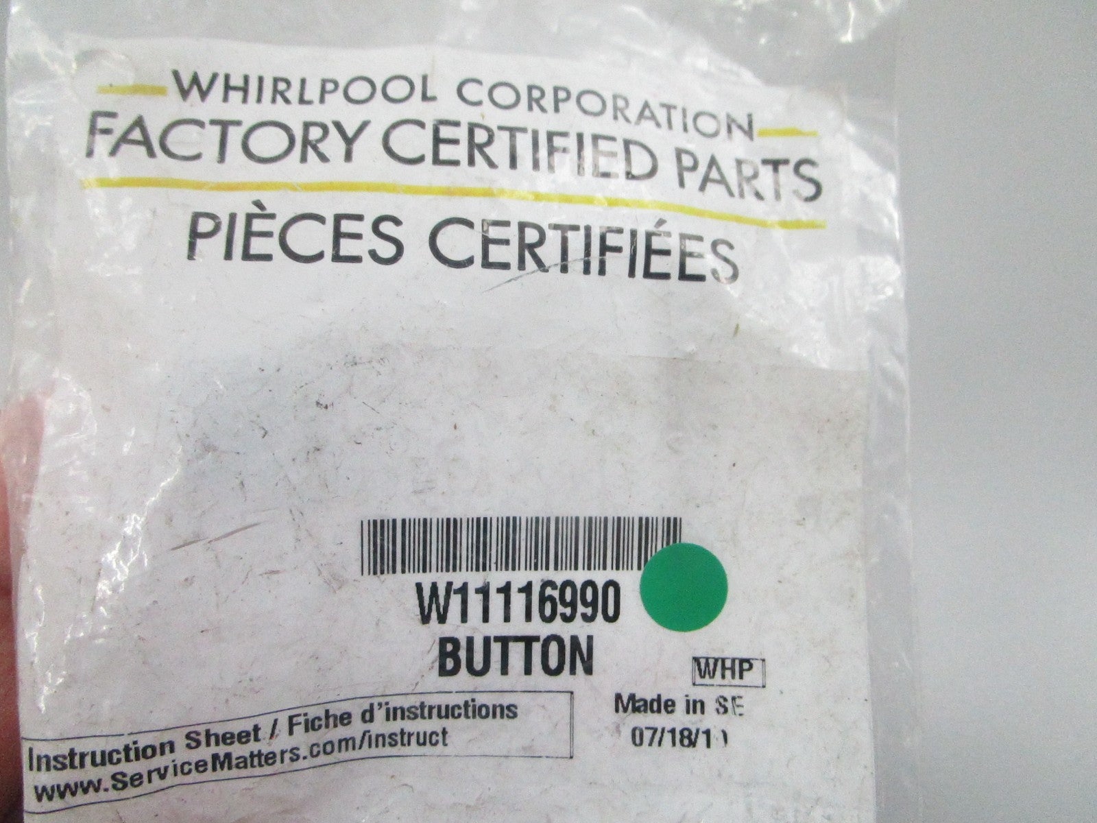 Whirlpool NEW OEM Microwave Button Holder W11116990 0810