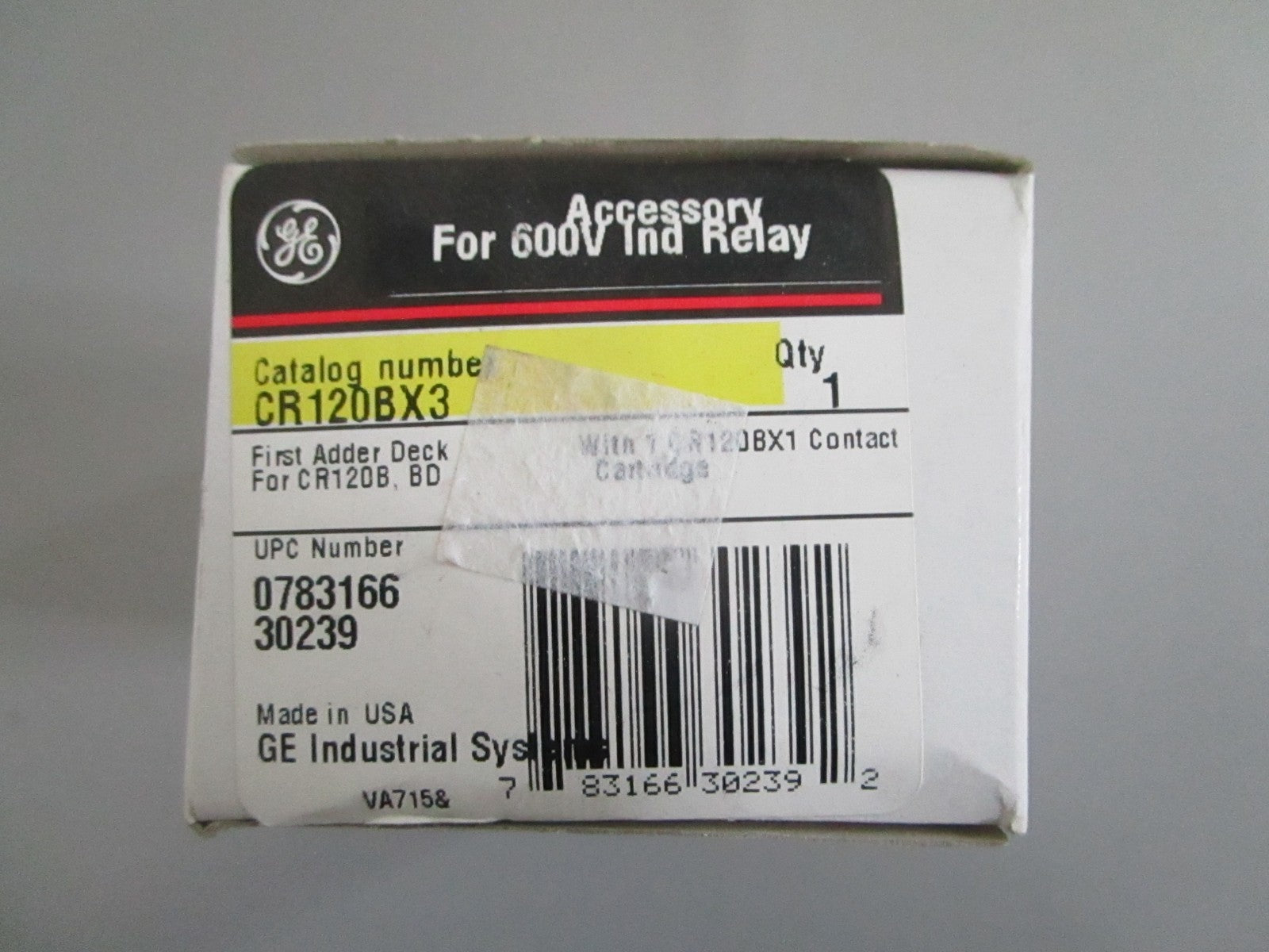 GE CR120BX3 Industrial Control Relay Adder Deck 600V Machine Tool NEW OEM 0820