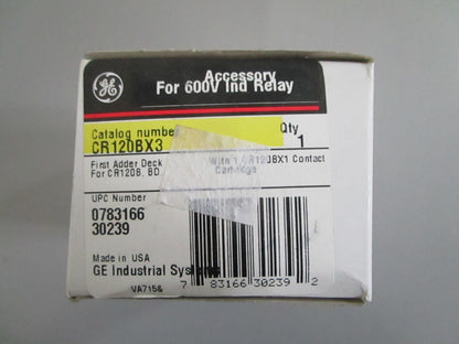 GE CR120BX3 Industrial Control Relay Adder Deck 600V Machine Tool NEW OEM 0820