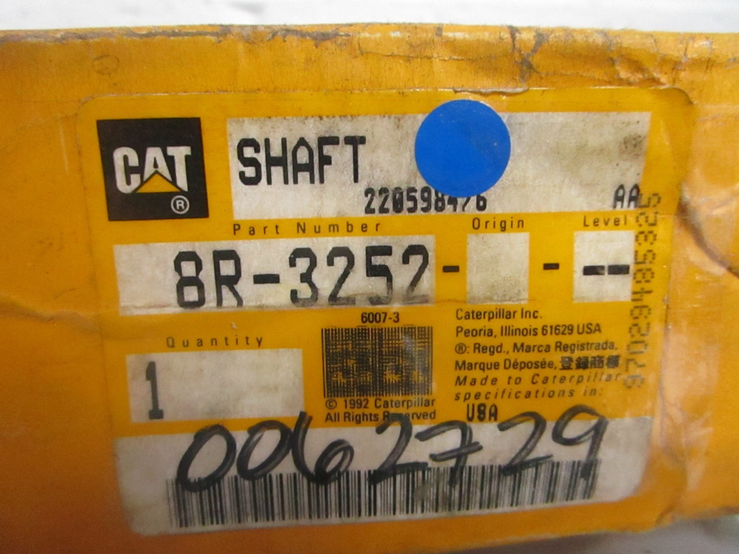 *NEW OEM* 0820 CAT Shaft 8R-3252