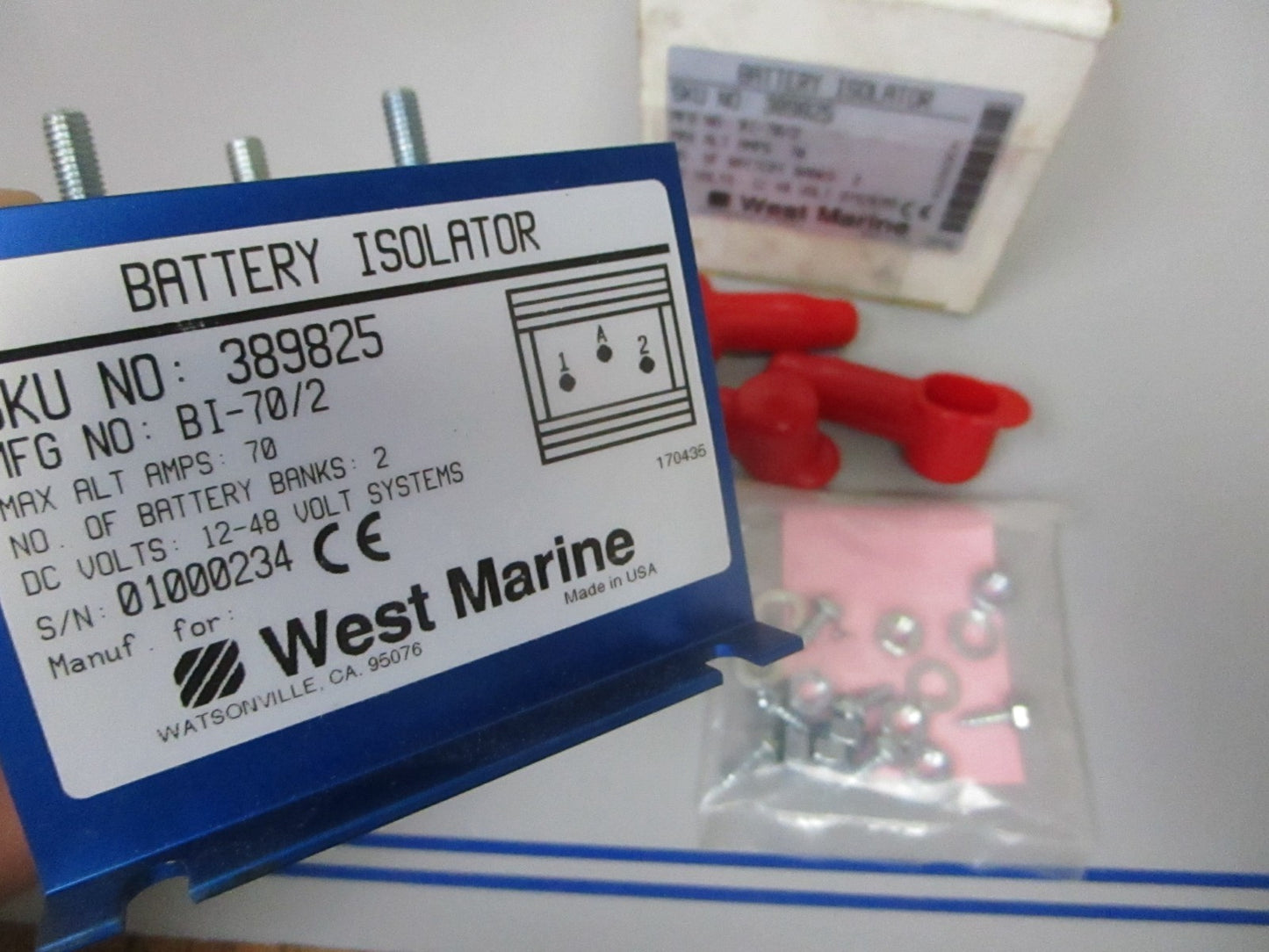 NEW 389825 BI-70/2 West Marine 12V- 48V 70 AMP Battery Isolator 0720