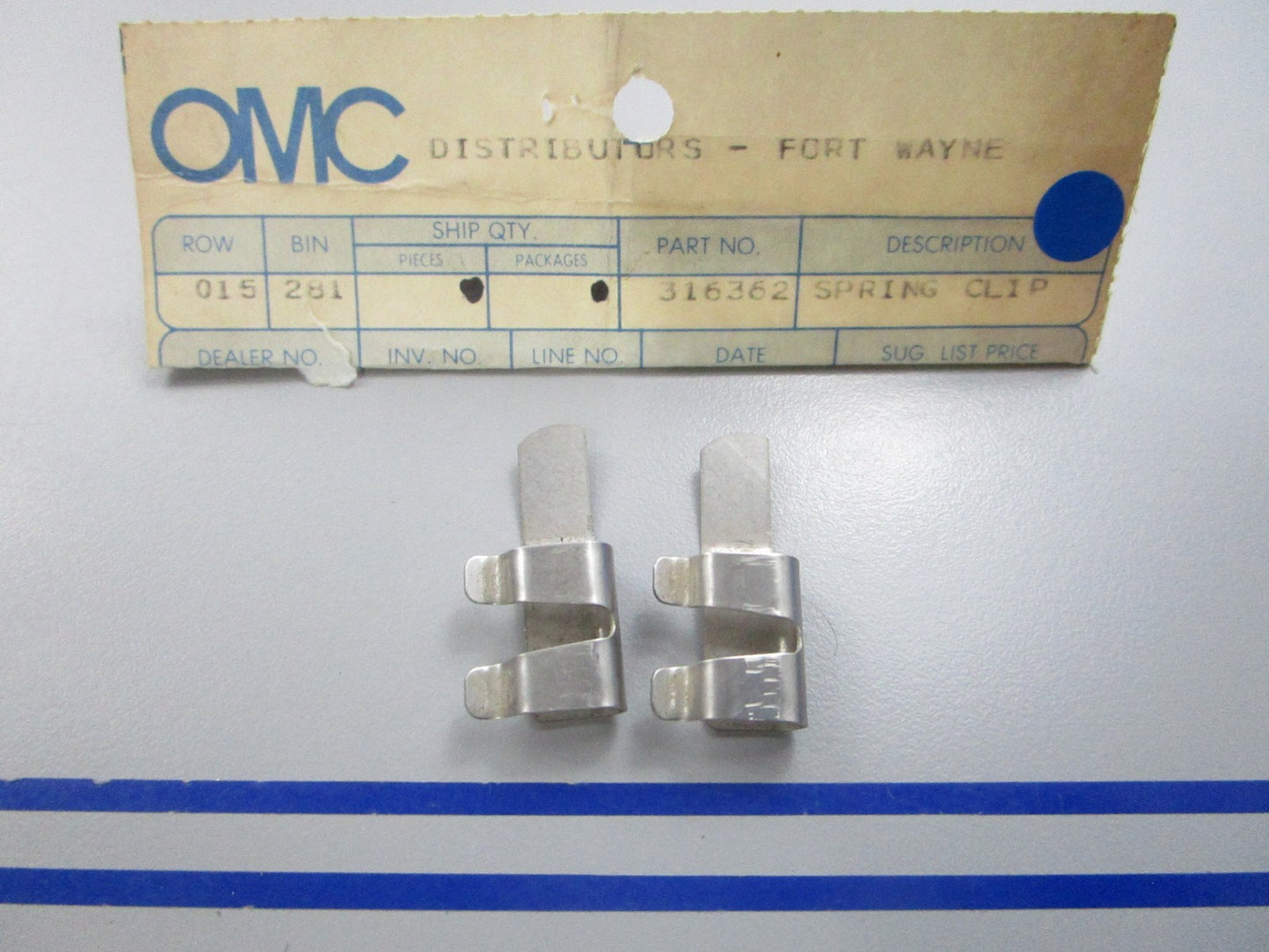 NEW OEM (LOT OF 2) 316362 0316362 OMC Johnson Evinrude Spring Clip 0810