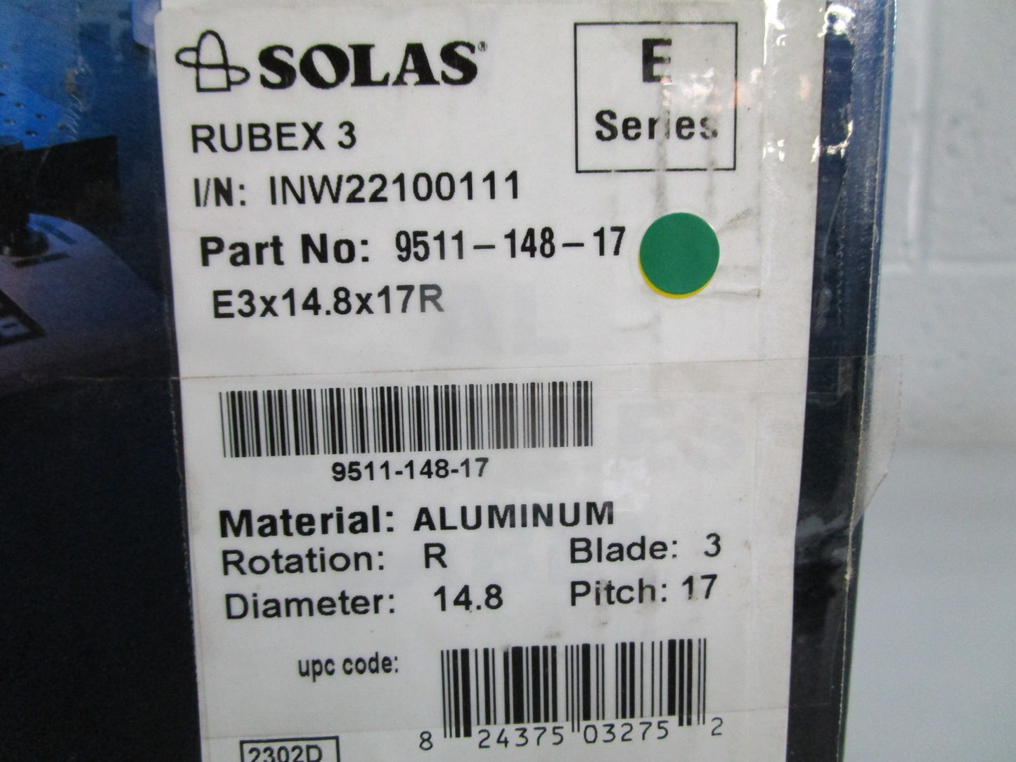 NEW OEM 9511-148-17 Solas E-Series 14.8 × 17 Rubex 3 Propeller 0820