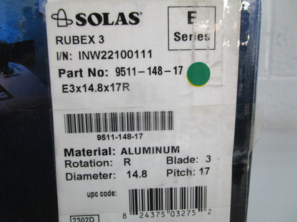 NEW OEM 9511-148-17 Solas E-Series 14.8 × 17 Rubex 3 Propeller 0820