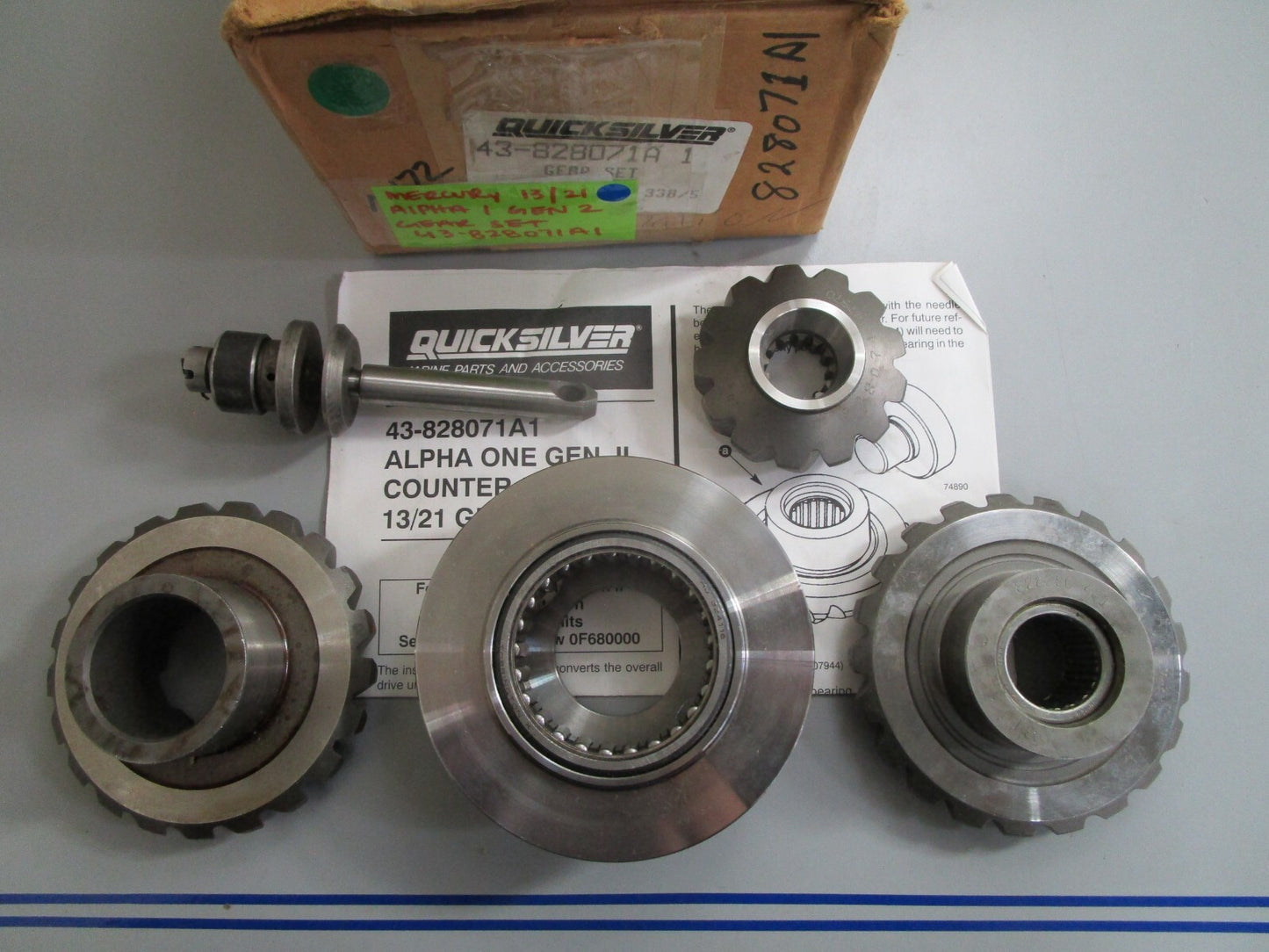 *NEW OEM* 0820 Mercury Quicksilver 13/21 Alpha 1 Gen 2 Gear Set 43-828071A1