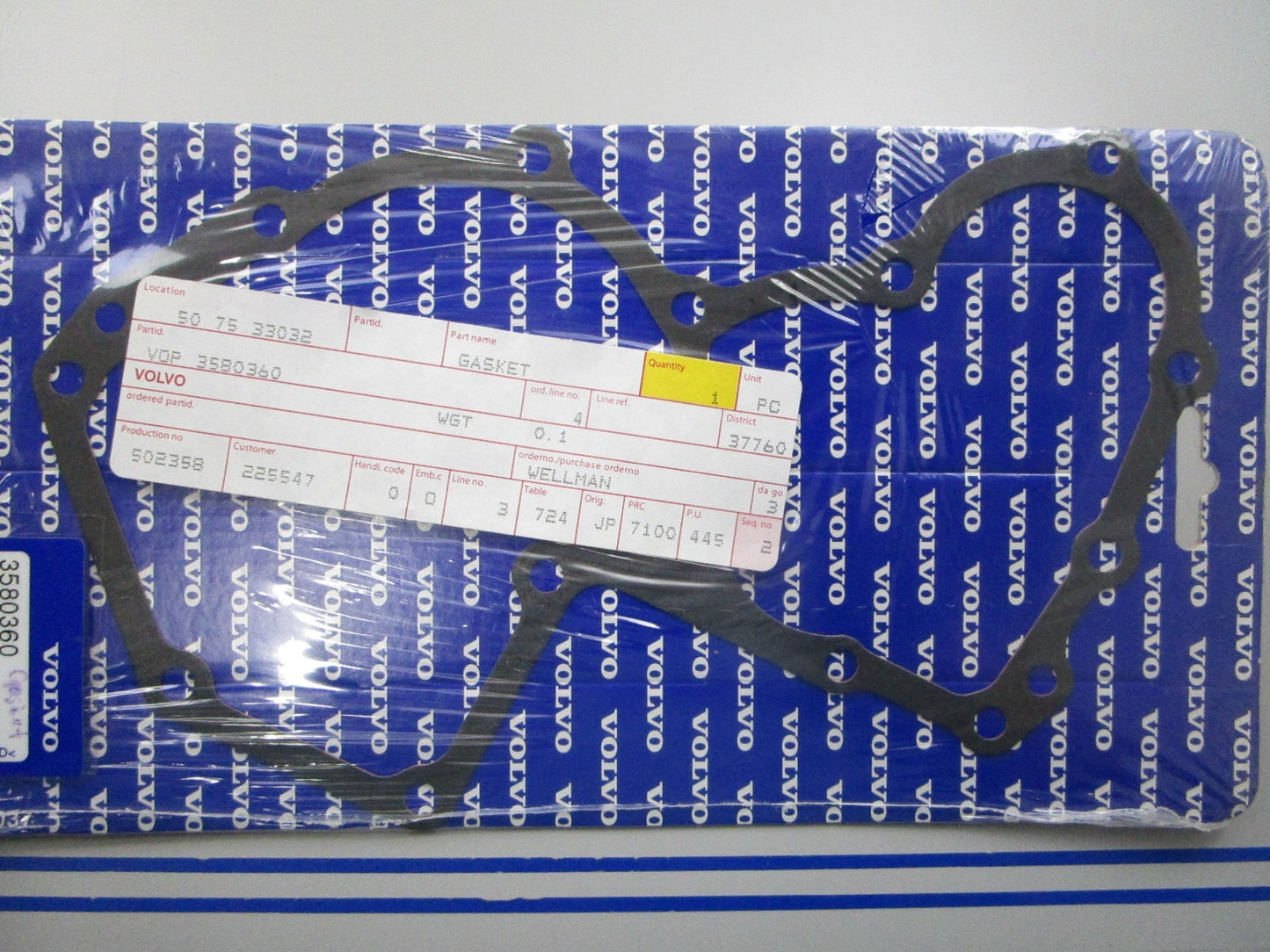 NEW OEM 3580360 Volvo Penta Gasket 0810