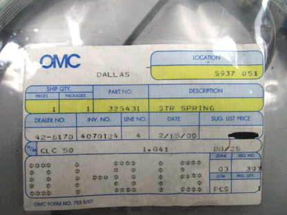 *NEW OEM* 0810 OMC Johnson Evinrude Starter Spring 325431 0325431