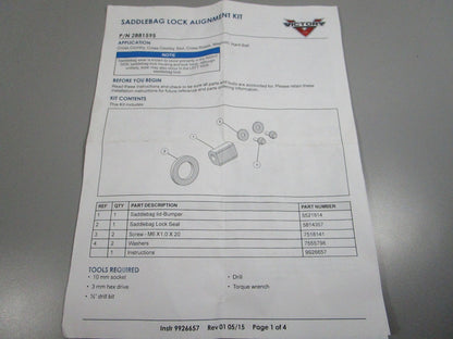 NEW OEM 2881595 Polaris Saddlebag Lock Alignment Kit 0810