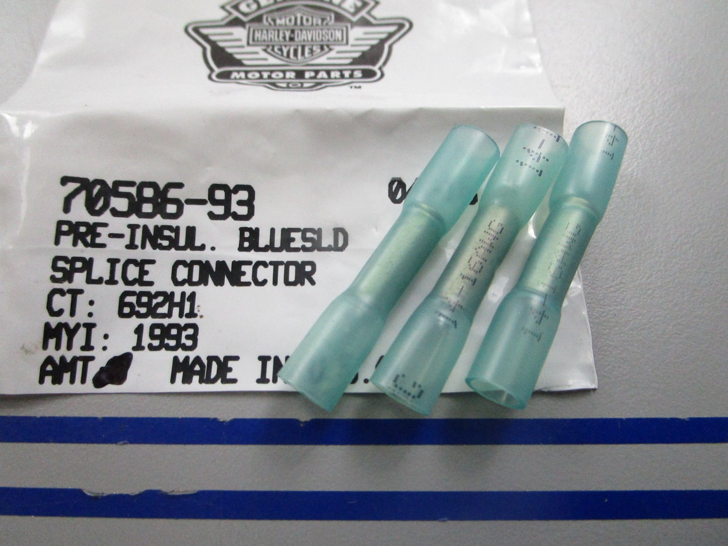 *NEW OEM* (LOT OF 3) 0810 Harley Davidson Blue Solid Splice Connector 70586-93