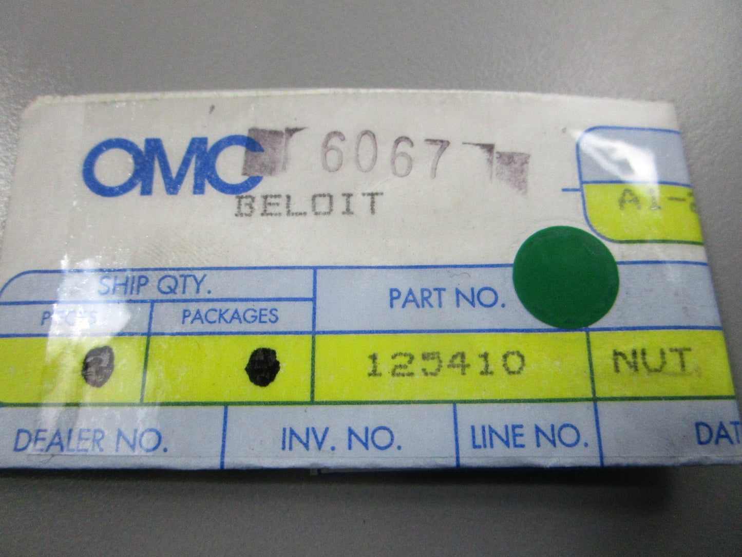 NEW OEM 125410 0125410 OMC Johnson Evinrude Nut 0810