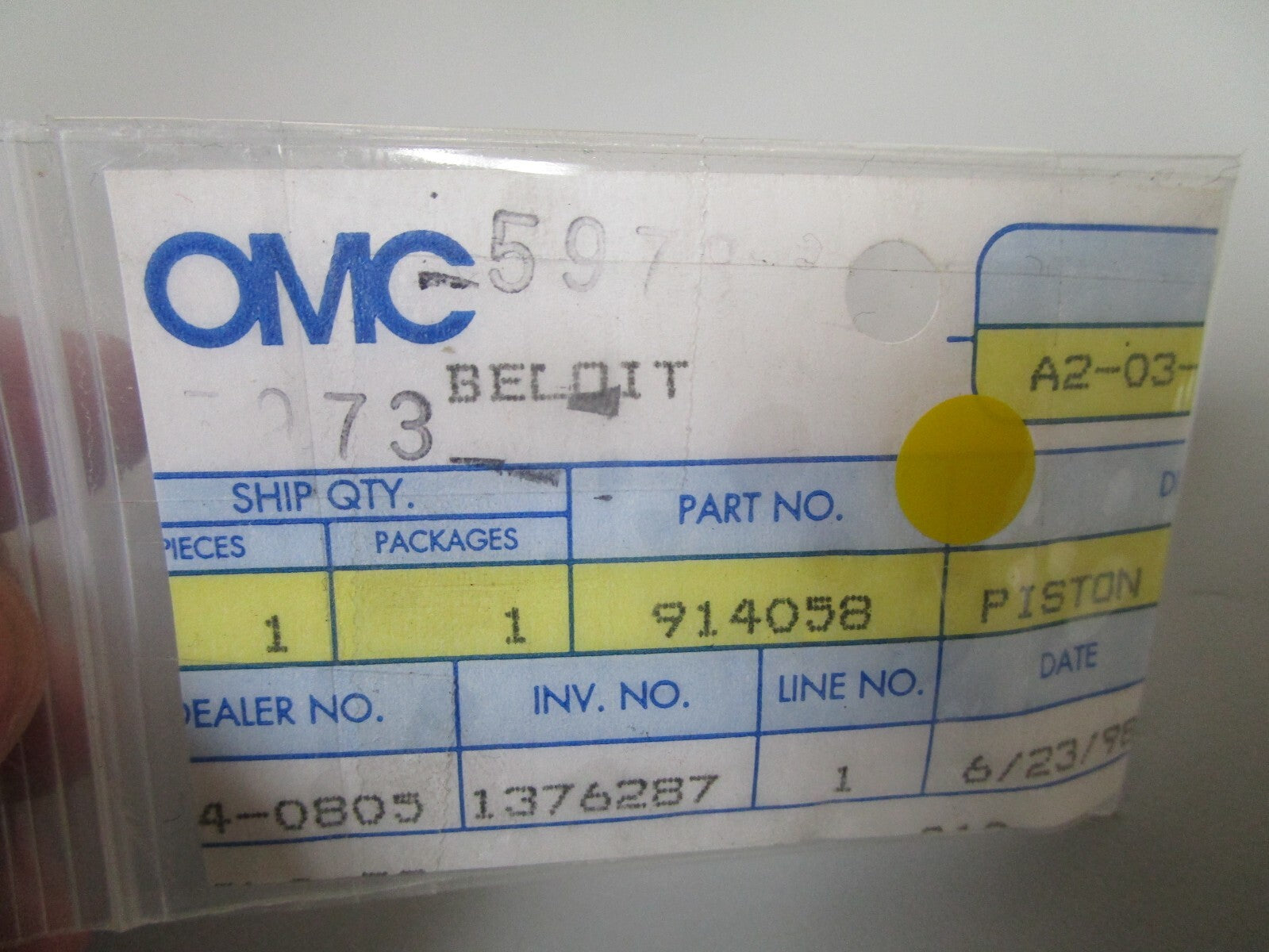 *NEW OEM* 0810 OMC Johnson Evinrude Piston 914058 0914058