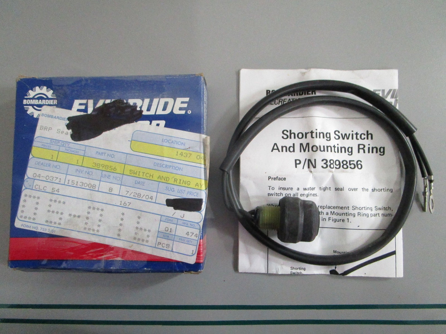 NEW OEM 389856 0389856 OMC Johnson Evinrude Switch and Ring Assy 0820