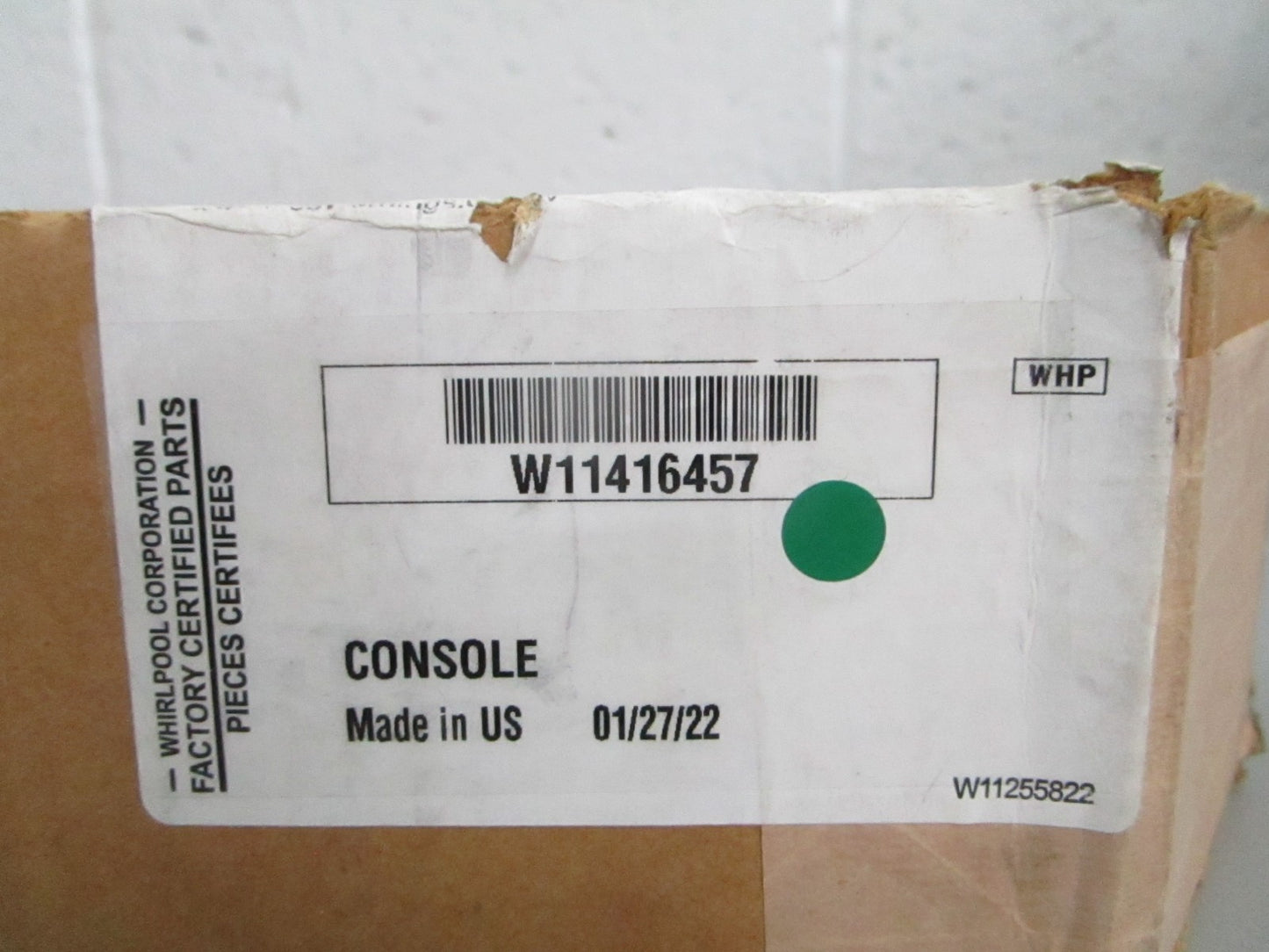 Whirlpool NEW OEM Dishwasher Control Panel W11416457 NOS Black KitchenAid 0820