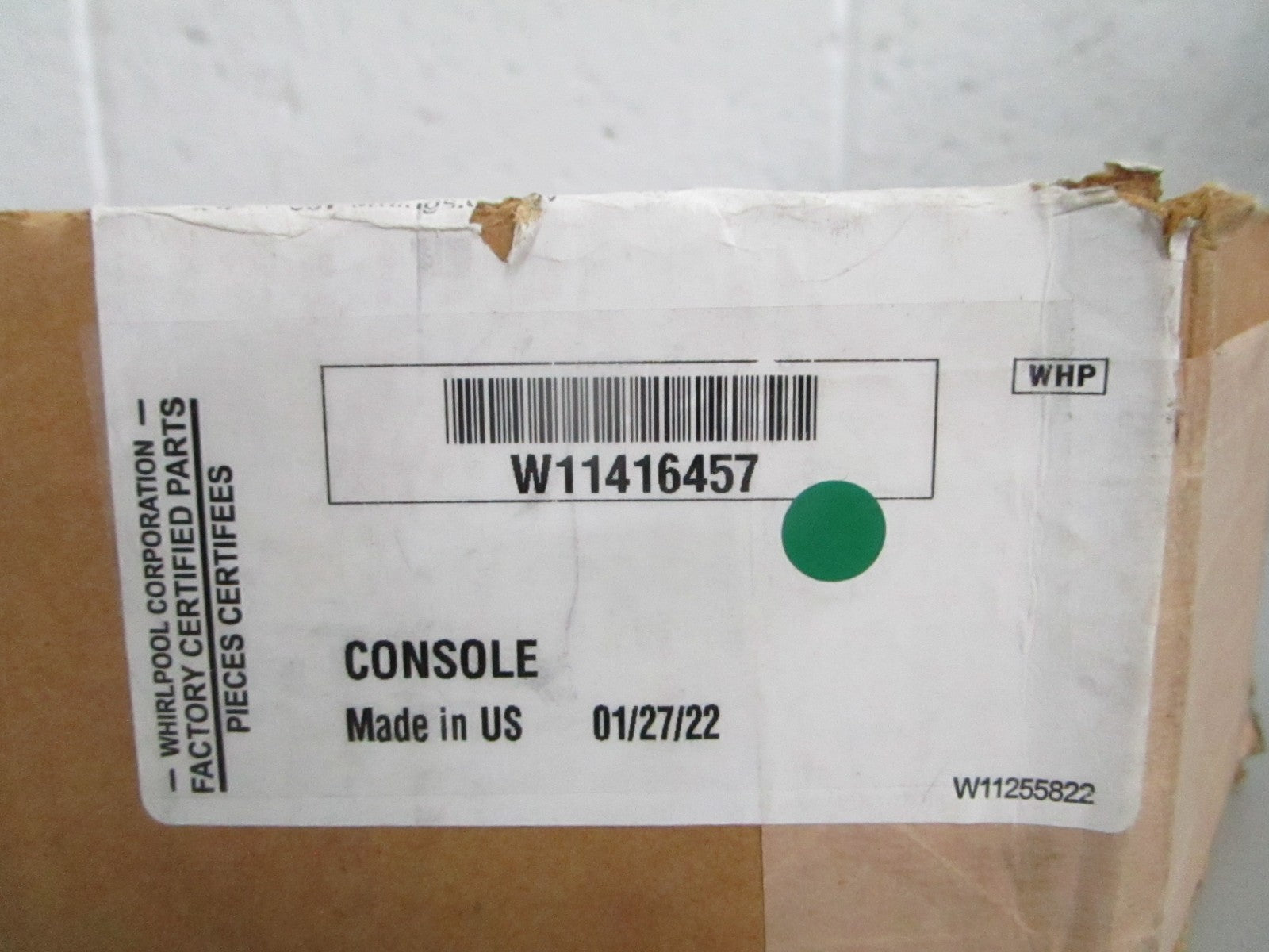 Whirlpool NEW OEM Dishwasher Control Panel W11416457 NOS Black KitchenAid 0820