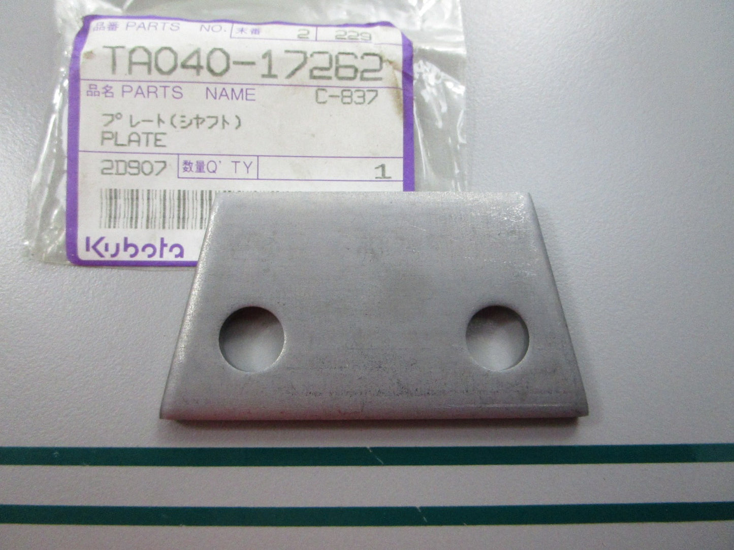 NEW OEM TA040-17262 Kubota Plate 0810
