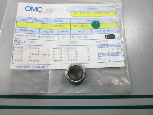 NEW OEM 122890 0122890 OMC Johnson Evinrude Locknut 0810