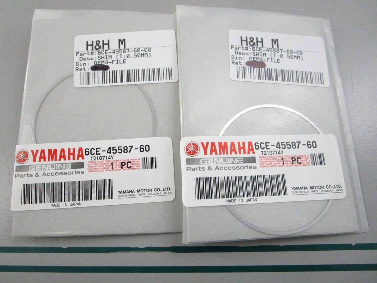 NEW OEM (LOT OF 2) 6CF-45587-60-00 Yamaha (T:0.50mm) Shim 0810