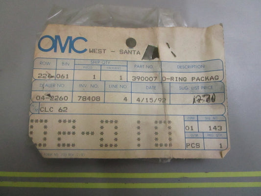 *NEW OEM* 0810 OMC Johnson Evinrude Tilt Cylinder O-Ring Kit 390007 0390007